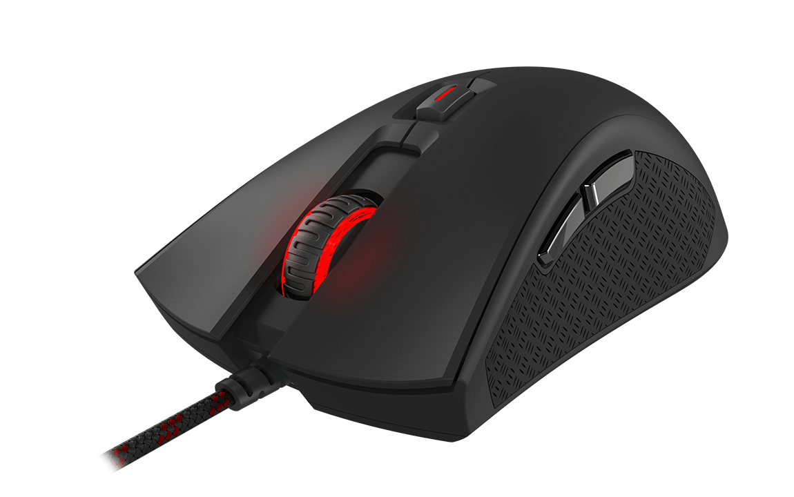 Black And Red Gaming Mouse Close Up With Bright Side Lighting PNG Photo