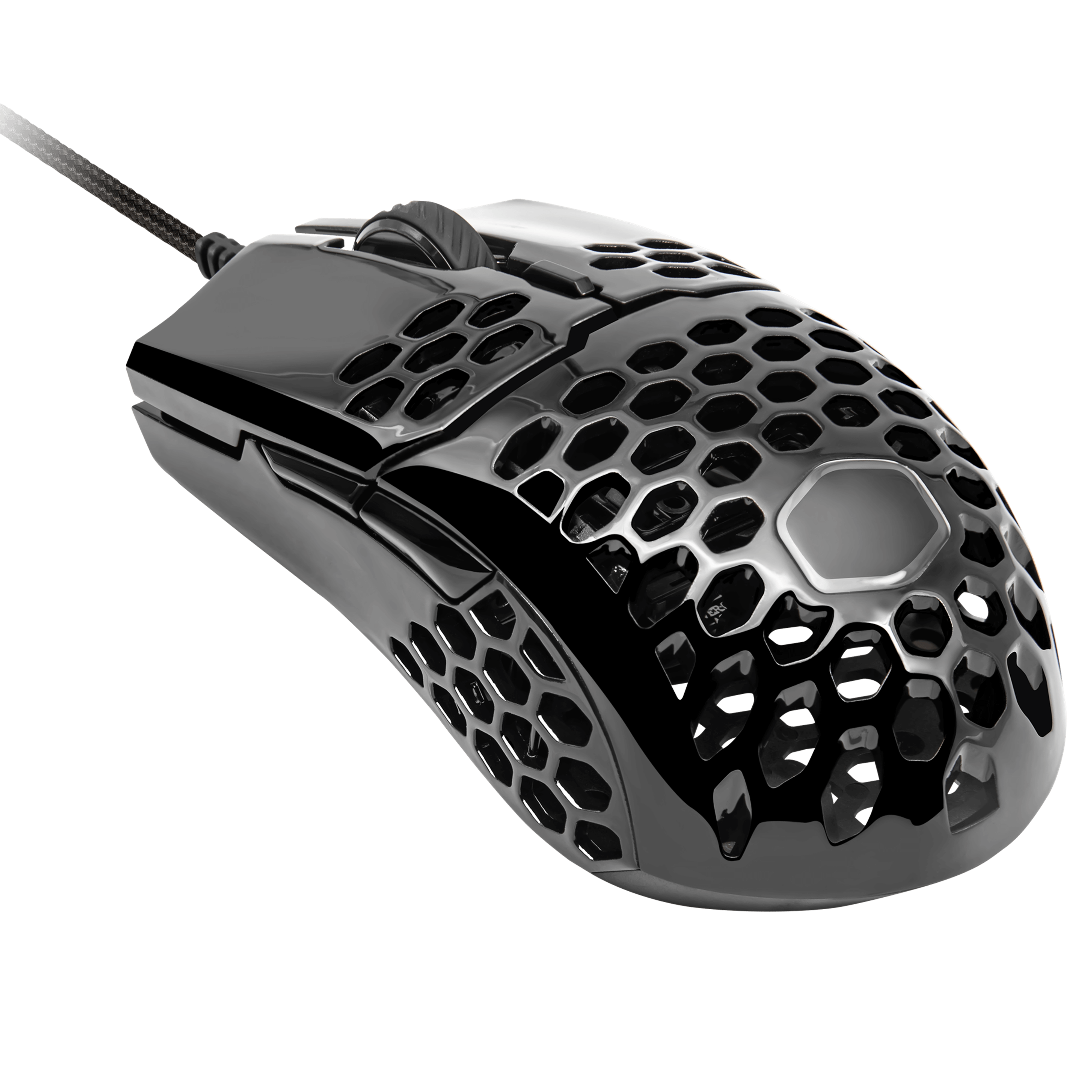 Black Honeycomb Gaming Mouse With Lightweight Perforated Shell PNG Product Photo