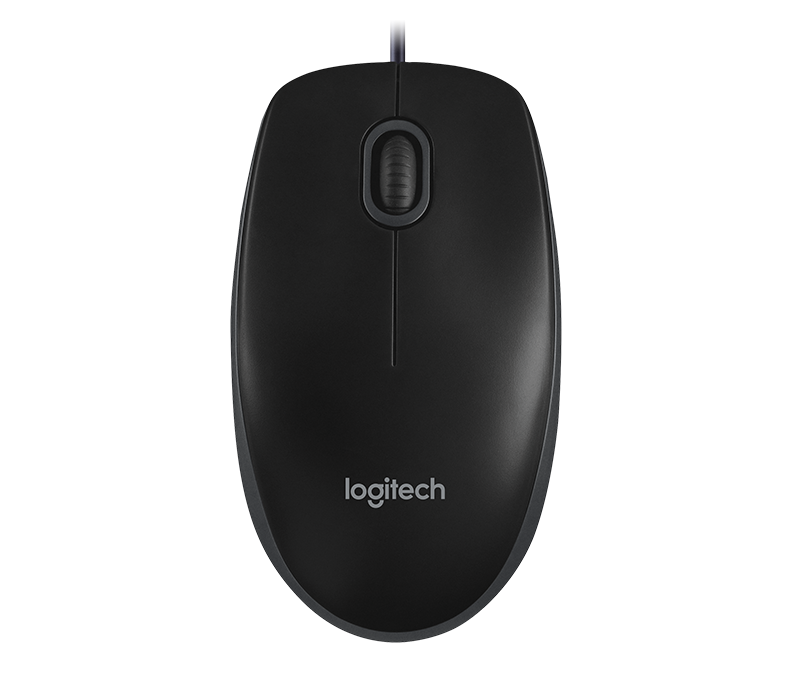 Black Logitech Style Wireless Optical Mouse Front View PNG Product Photo