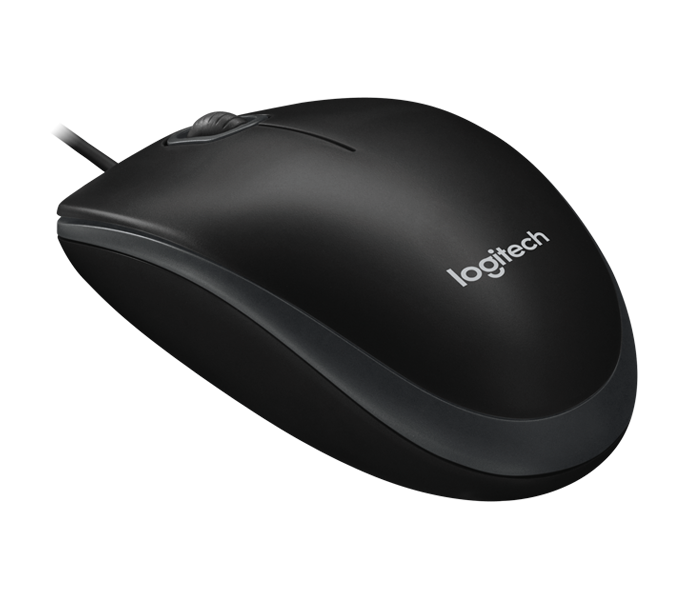 Black Logitech Wireless Mouse With Smooth Oval Body And Scroll Wheel PNG