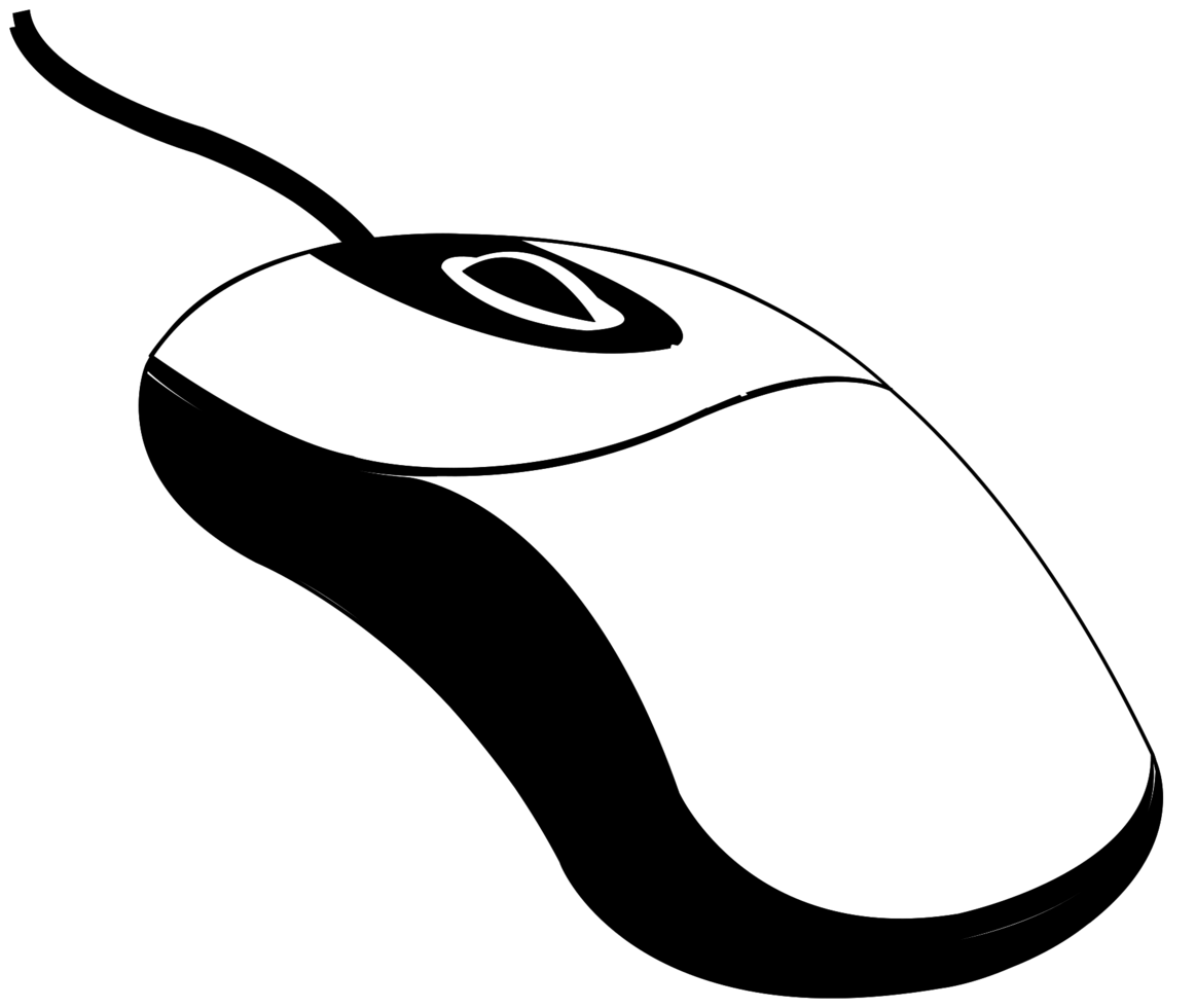 Black Outline Drawing Of Computer Mouse With Center Scroll Wheel PNG Icon