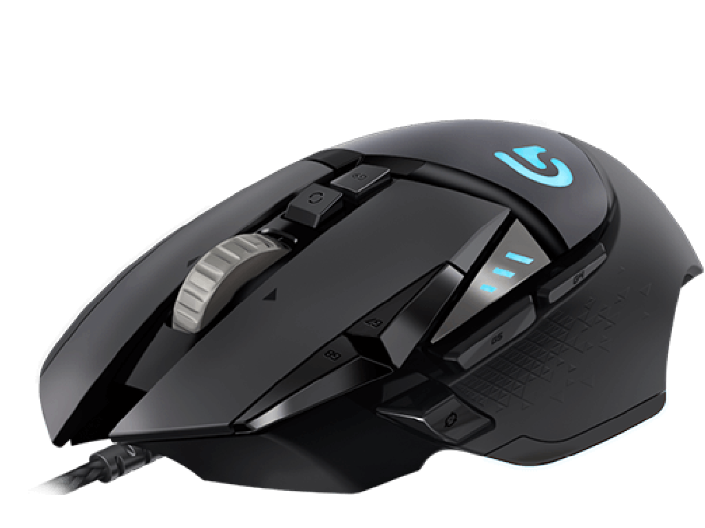 Black RGB Gaming Mouse With Programmable Side Buttons And Scroll Wheel PNG