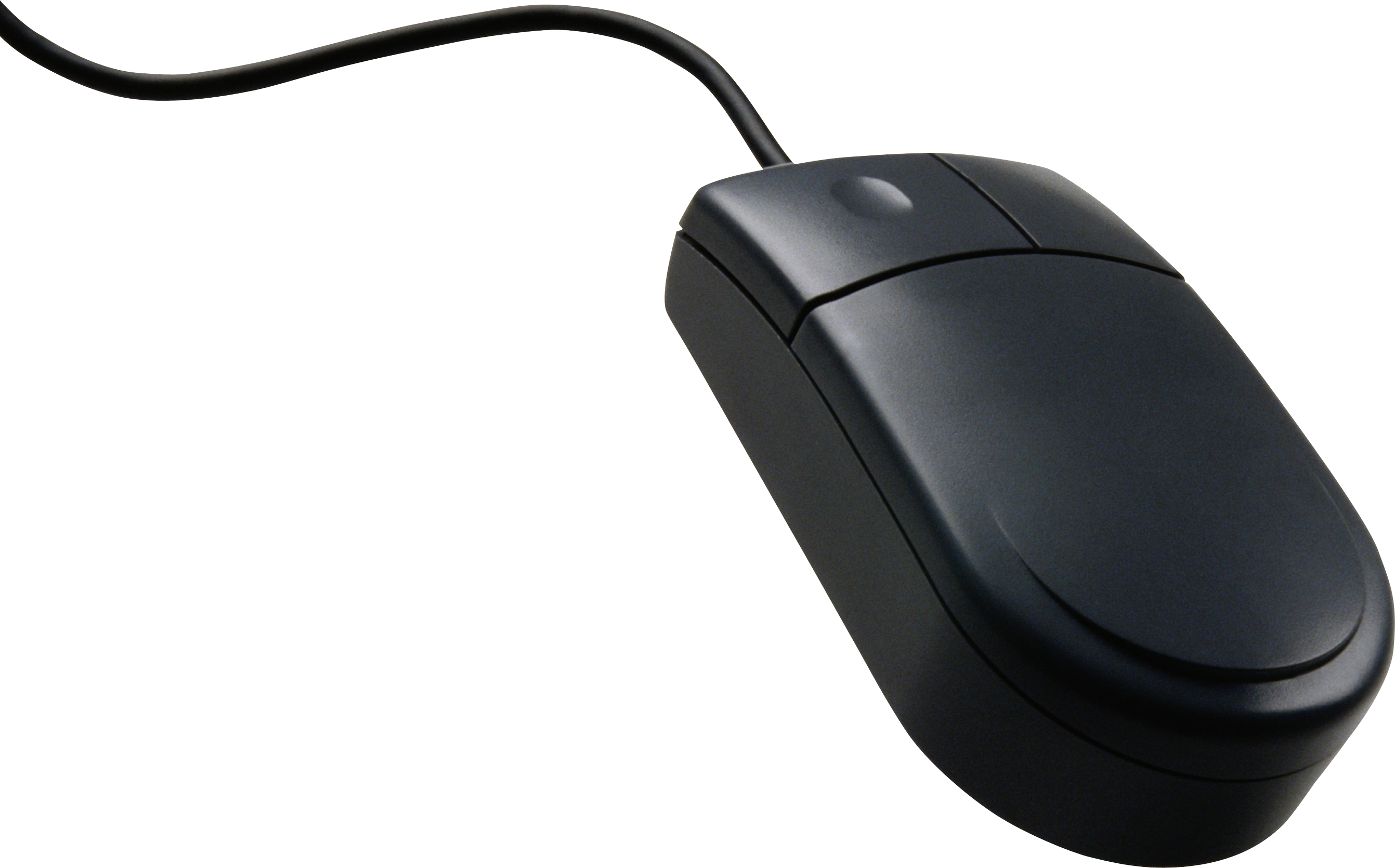 Black Wired Computer Mouse With Smooth Rounded Body PNG Product Photo