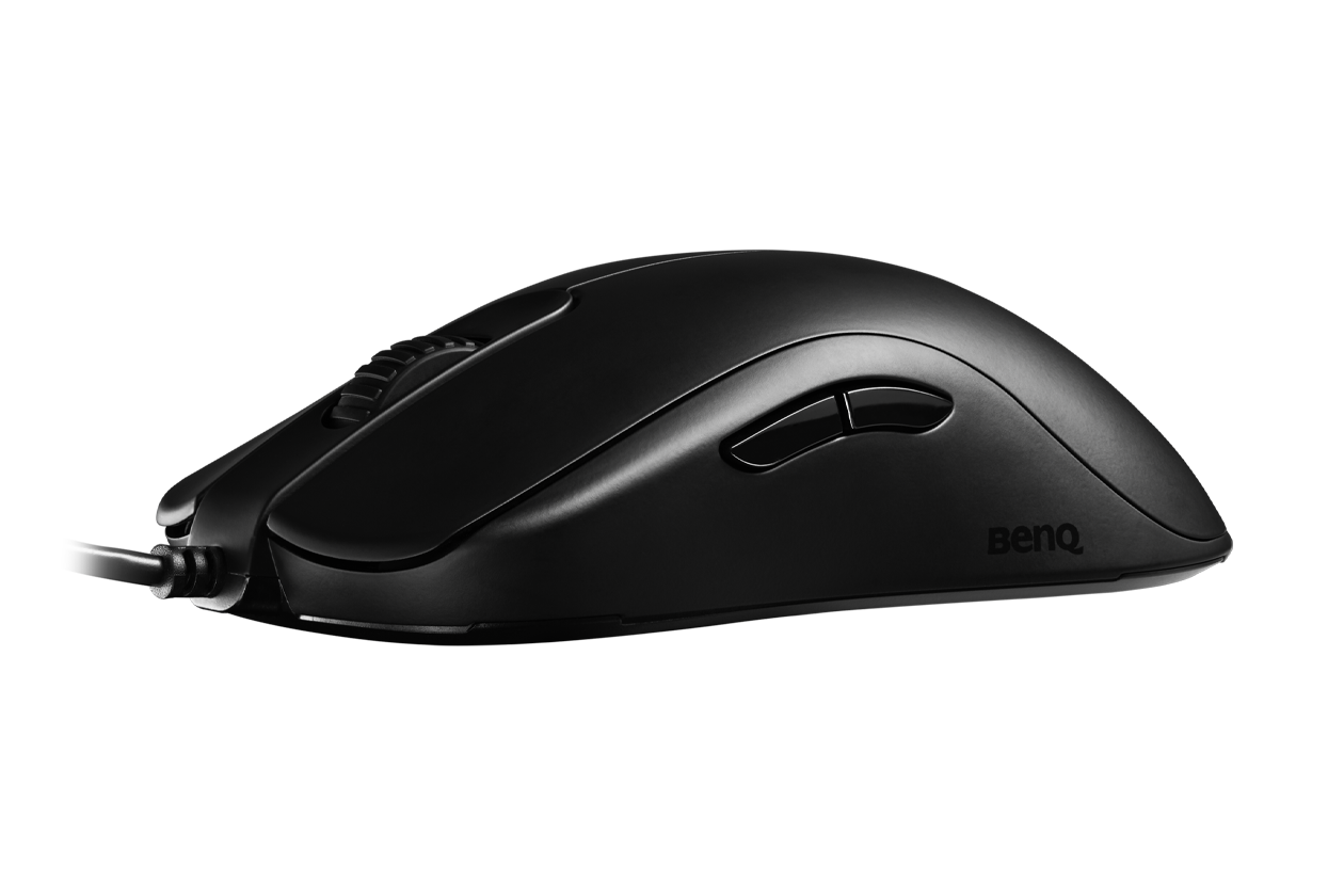 Black Wired Mouse Side Profile With Scroll Wheel And Cable PNG Product Image