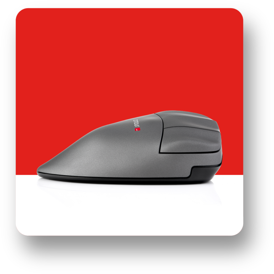 Black Wireless Mouse On Red Square Product Display Background PNG Image