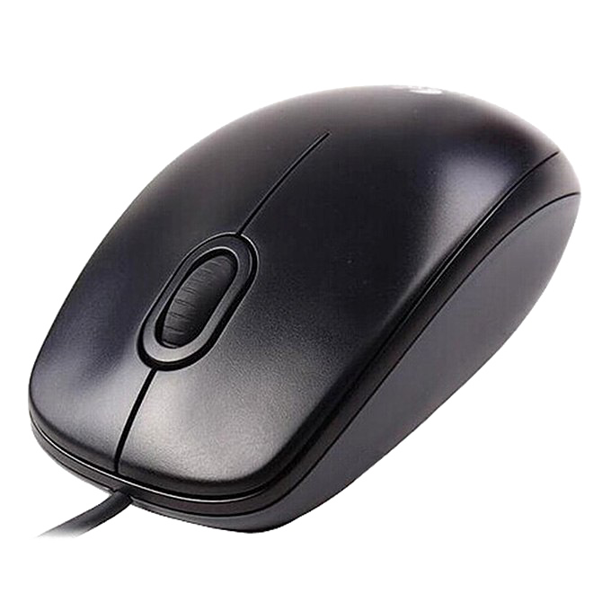 Black Wireless Mouse With Raised Scroll Wheel And Contoured Body PNG