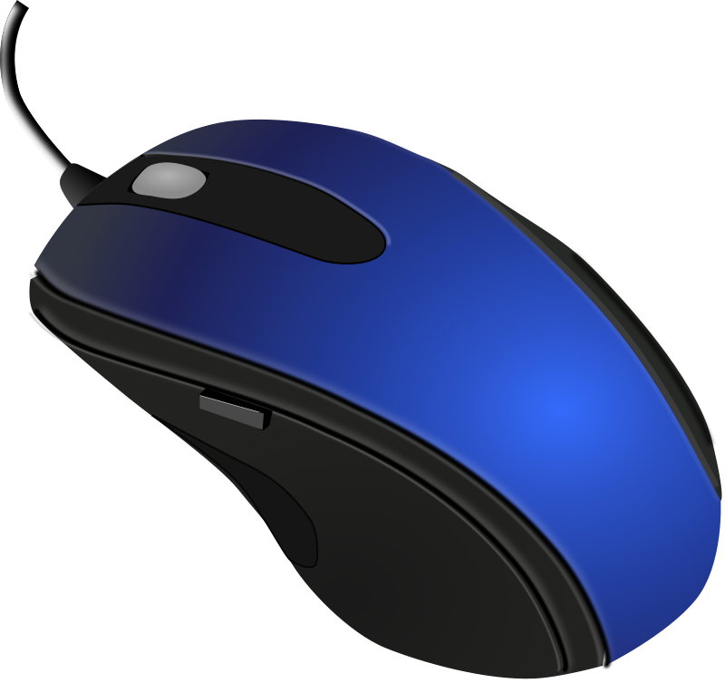 Blue And Black Ergonomic Wired Mouse With Curved Palm Rest PNG Product Image