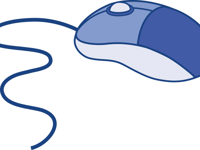 Blue Wired Mouse Illustration With Long Curved Cable Transparent PNG Graphic