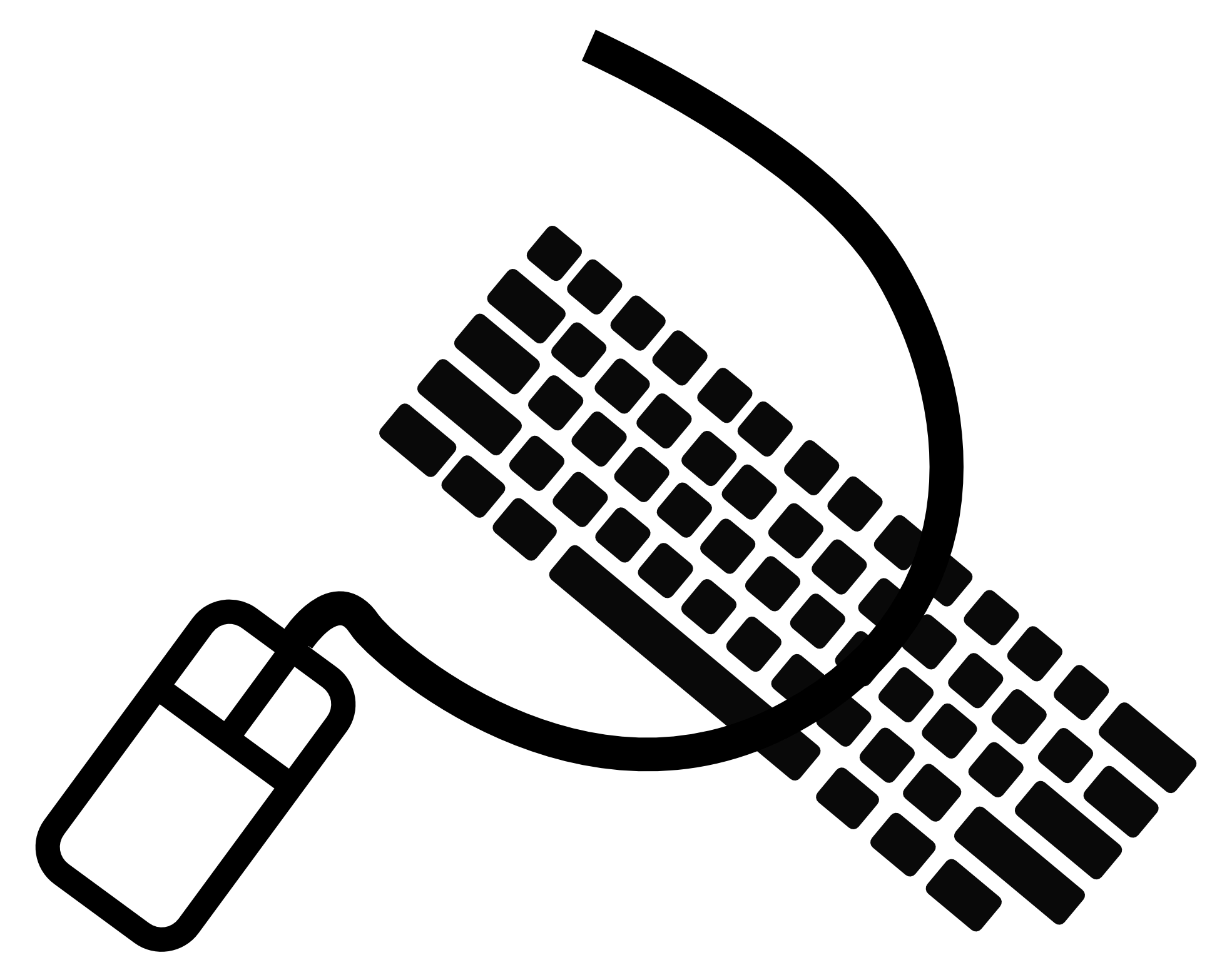 Computer Keyboard And Mouse Connection Illustration With Cable PNG Graphic