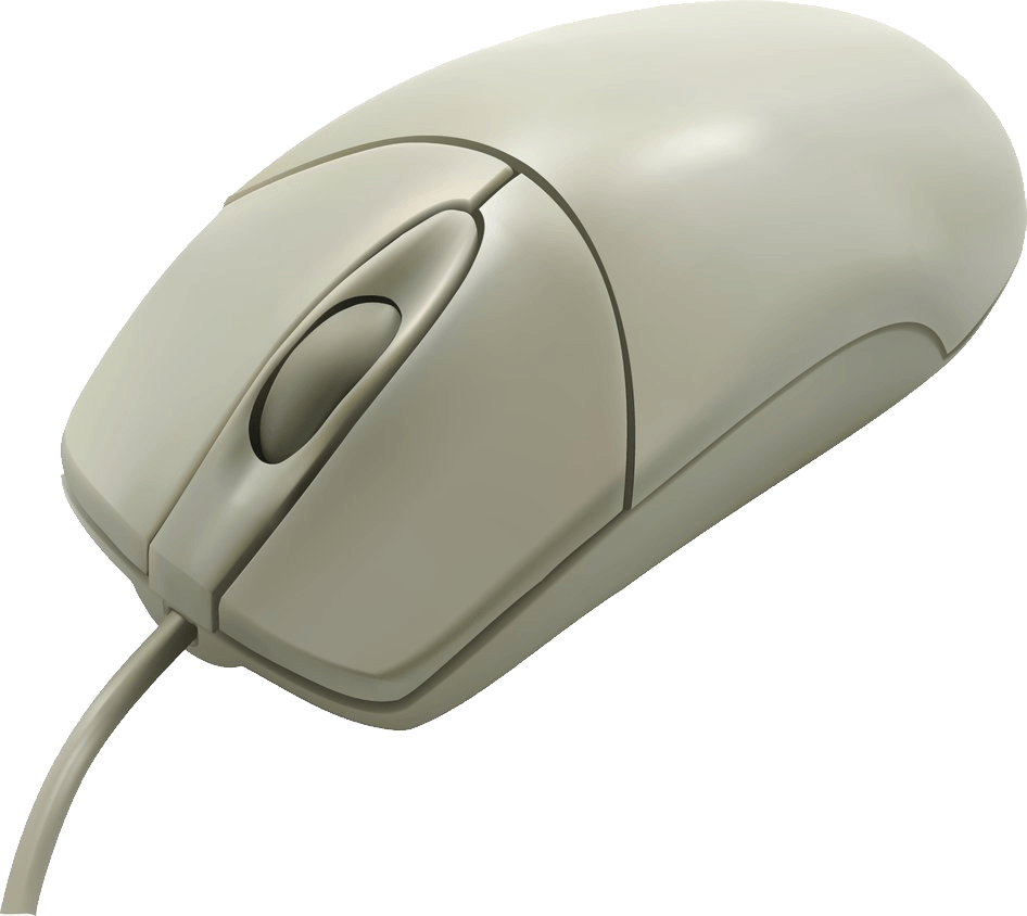 Cream Colored Wired Computer Mouse With Long Cable PNG Product Photo