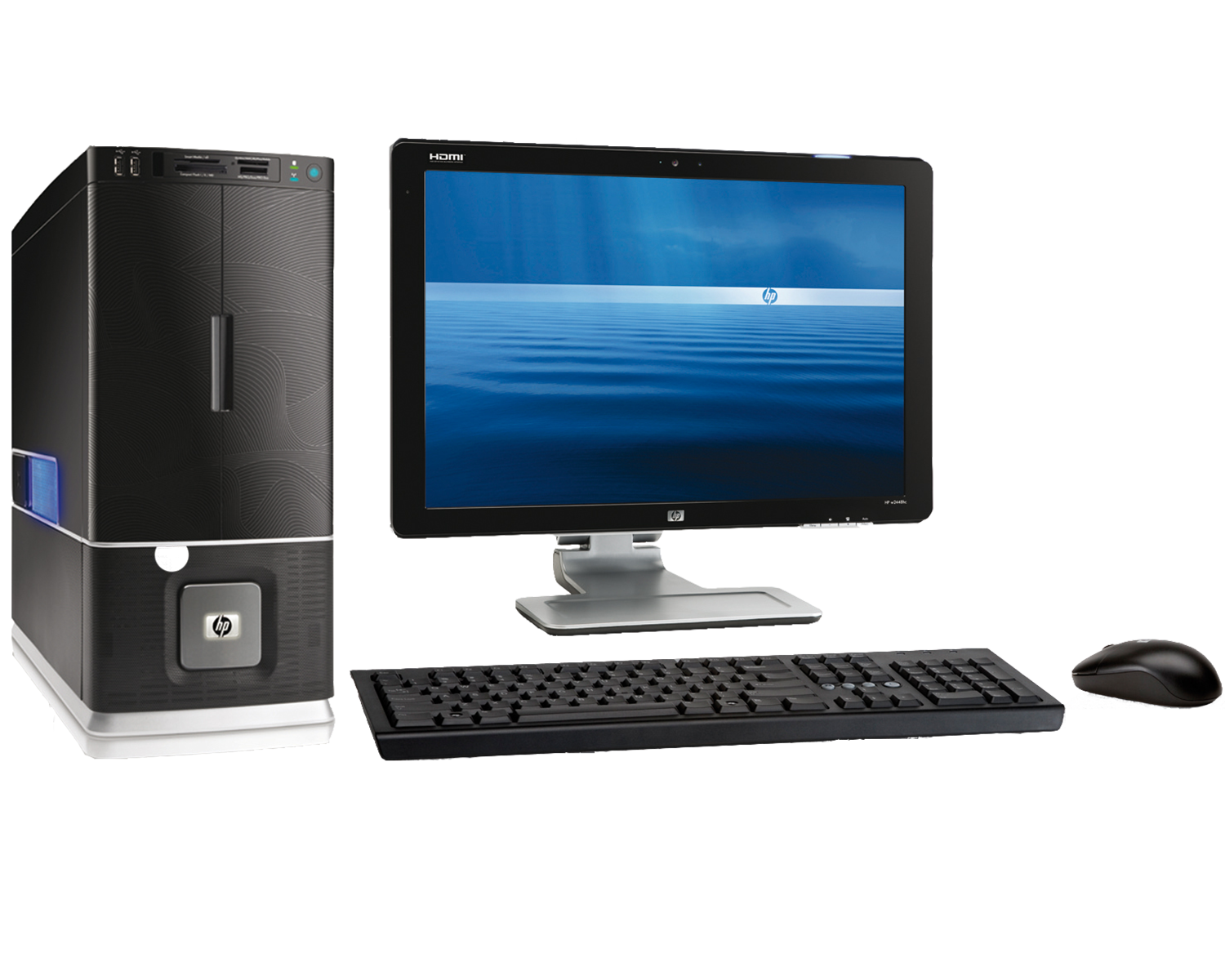 Desktop Computer Set With Monitor Keyboard And Wired Mouse PNG Product Image