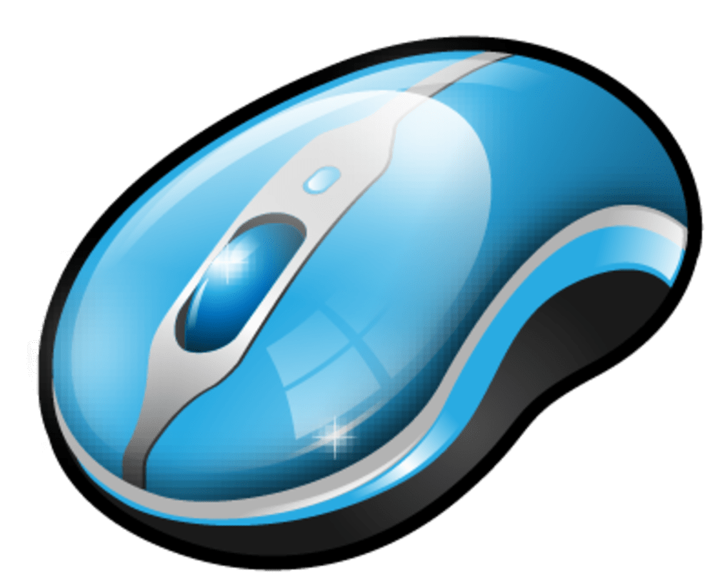 Glossy Blue Wireless Computer Mouse With Bright Reflective Highlights PNG
