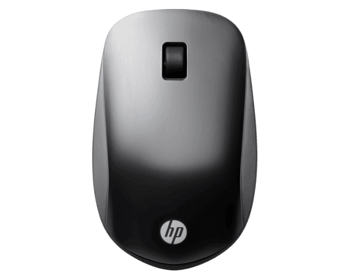 Gray HP Style Wireless Mouse Top View With Central Scroll Wheel PNG Image