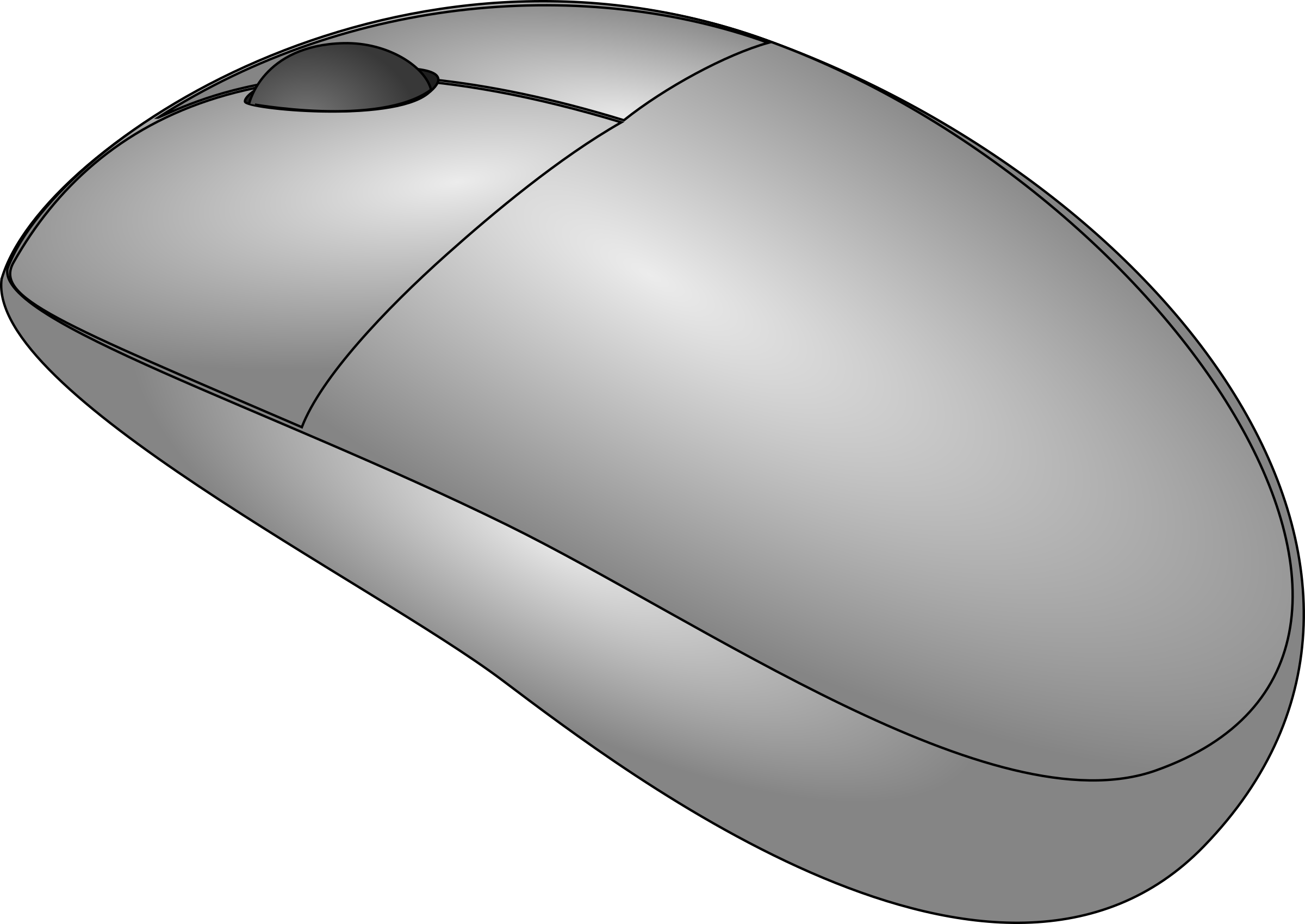 Modern Silver Wireless Mouse With Symmetrical Buttons And Scroll Wheel PNG