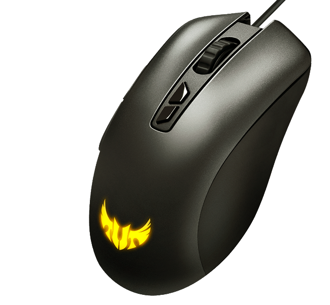 Olive Green Gaming Mouse With Yellow Flame Logo And Side Buttons PNG Image