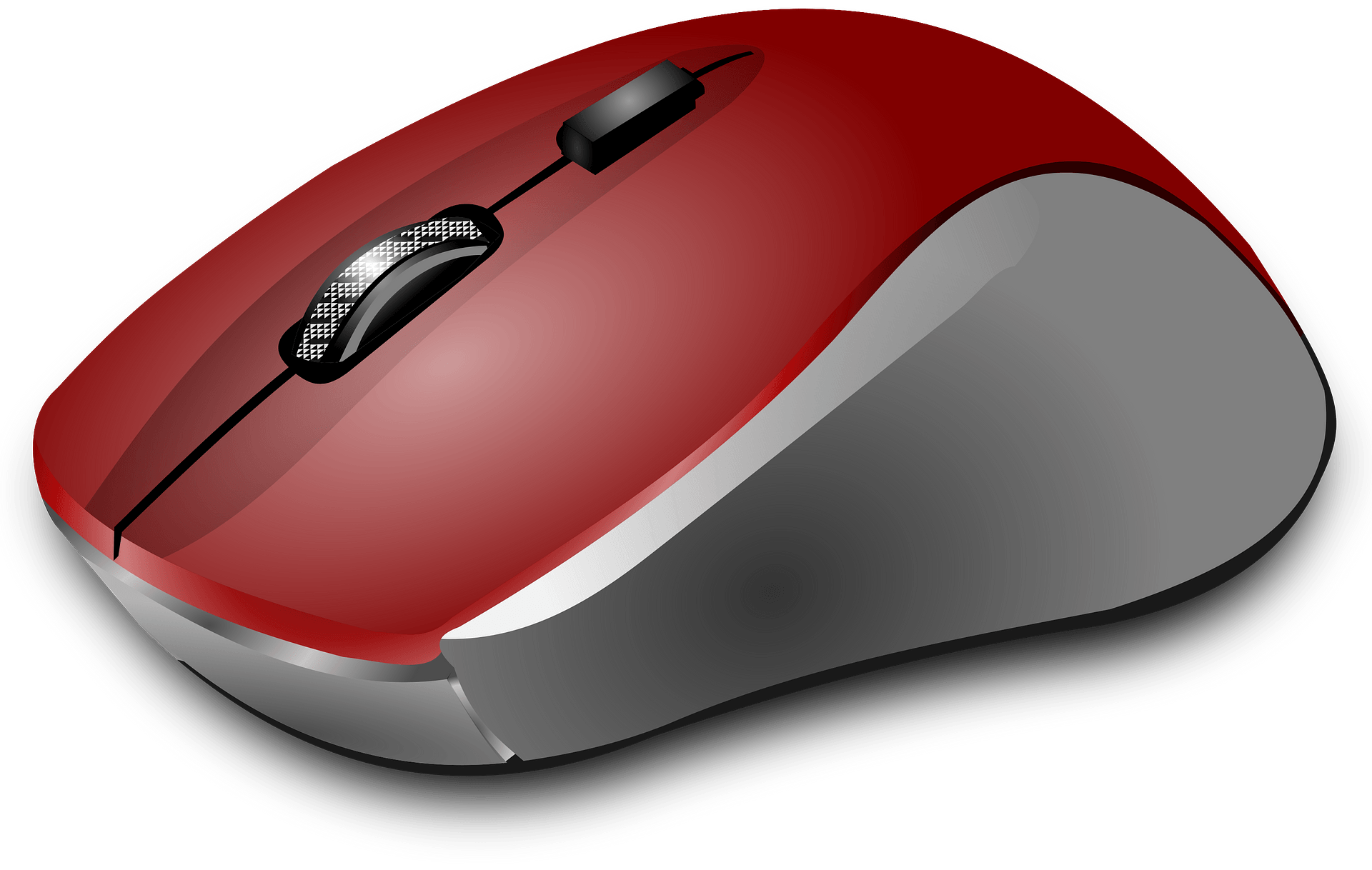 Red And Silver Wired Computer Mouse With Curved Ergonomic Design PNG Photo