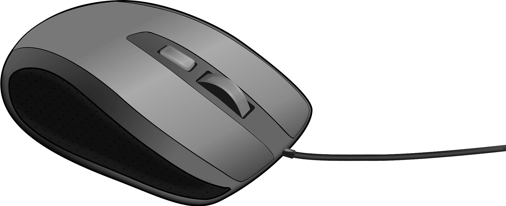 Silver Gray Wireless Mouse With USB Cable And Side Button PNG Photo