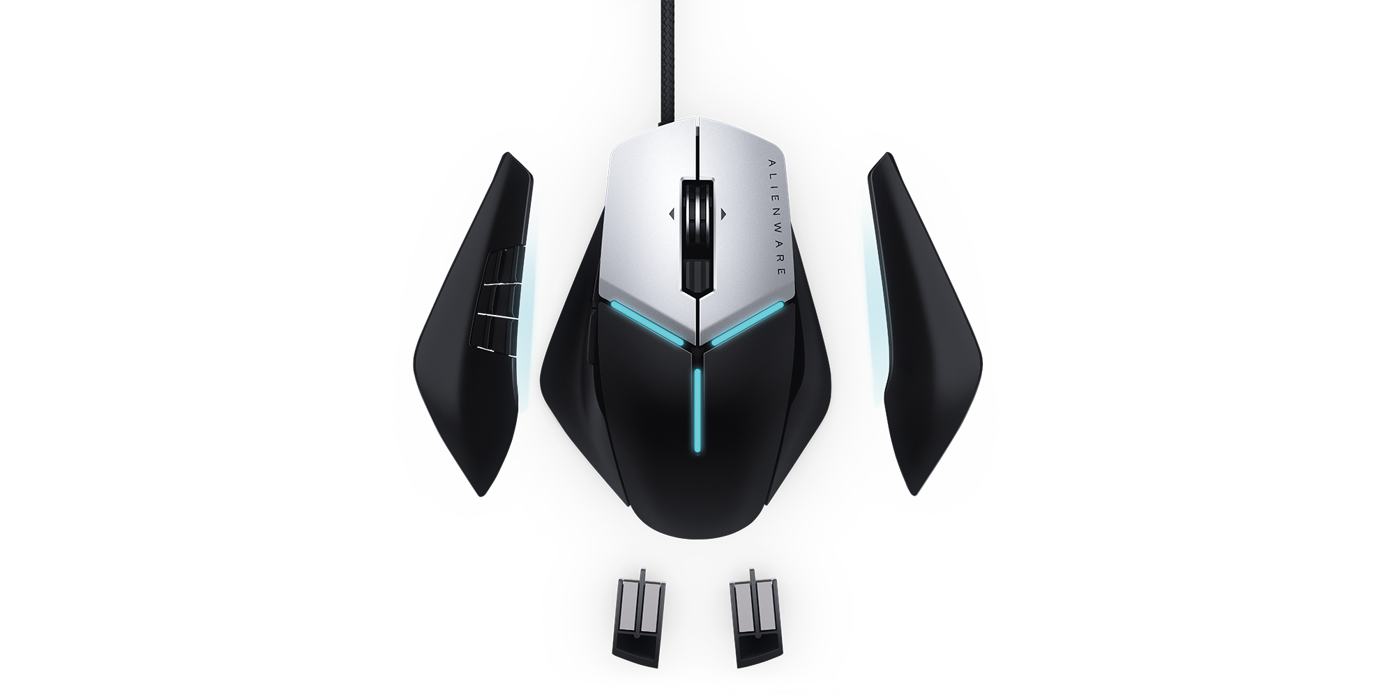 Top View RGB Gaming Mouse With Detachable Panels And Accessory Parts PNG