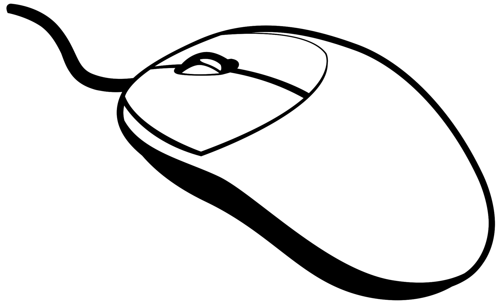 White Computer Mouse Outline With Long Cable And Two Buttons PNG Illustration