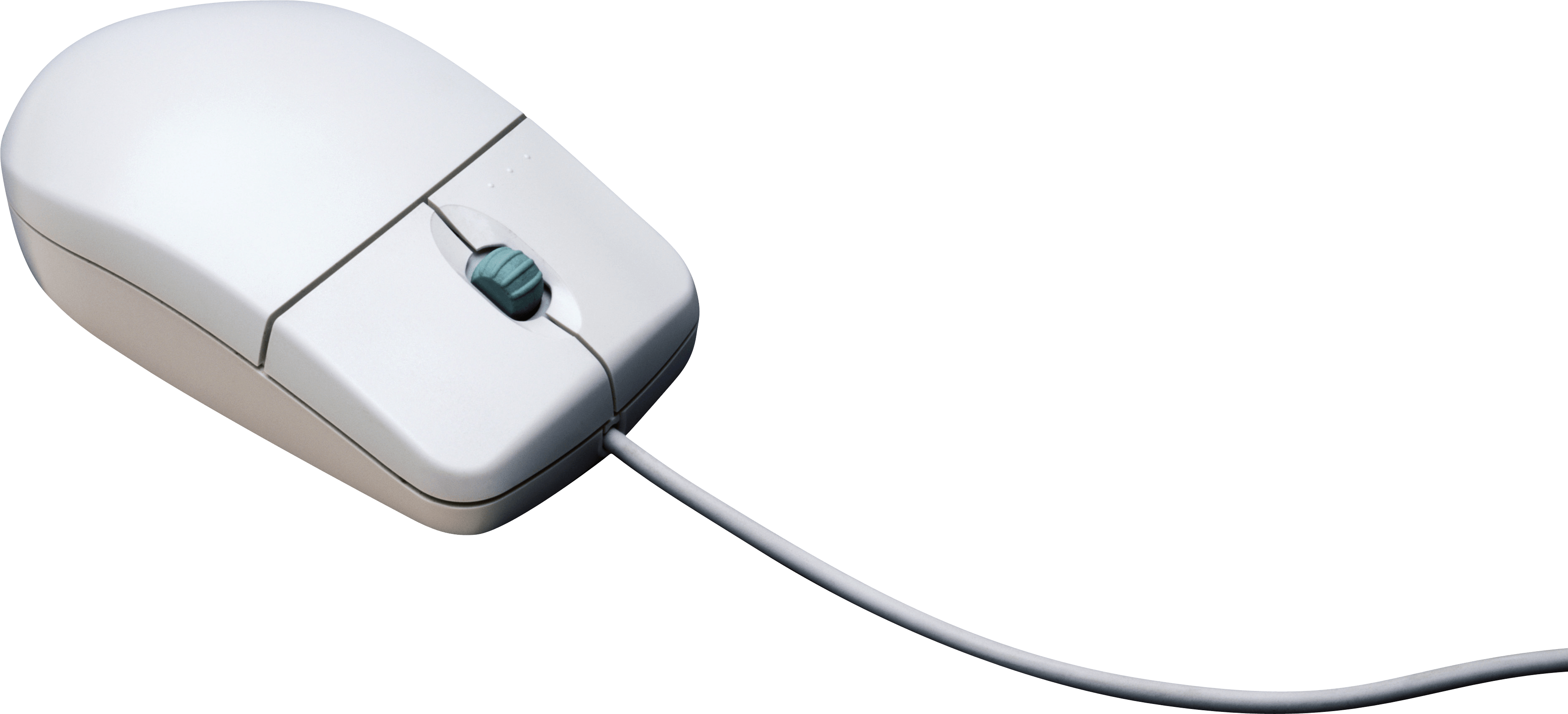 White Wired Computer Mouse With Smooth Rounded Top And Cable PNG Product Image