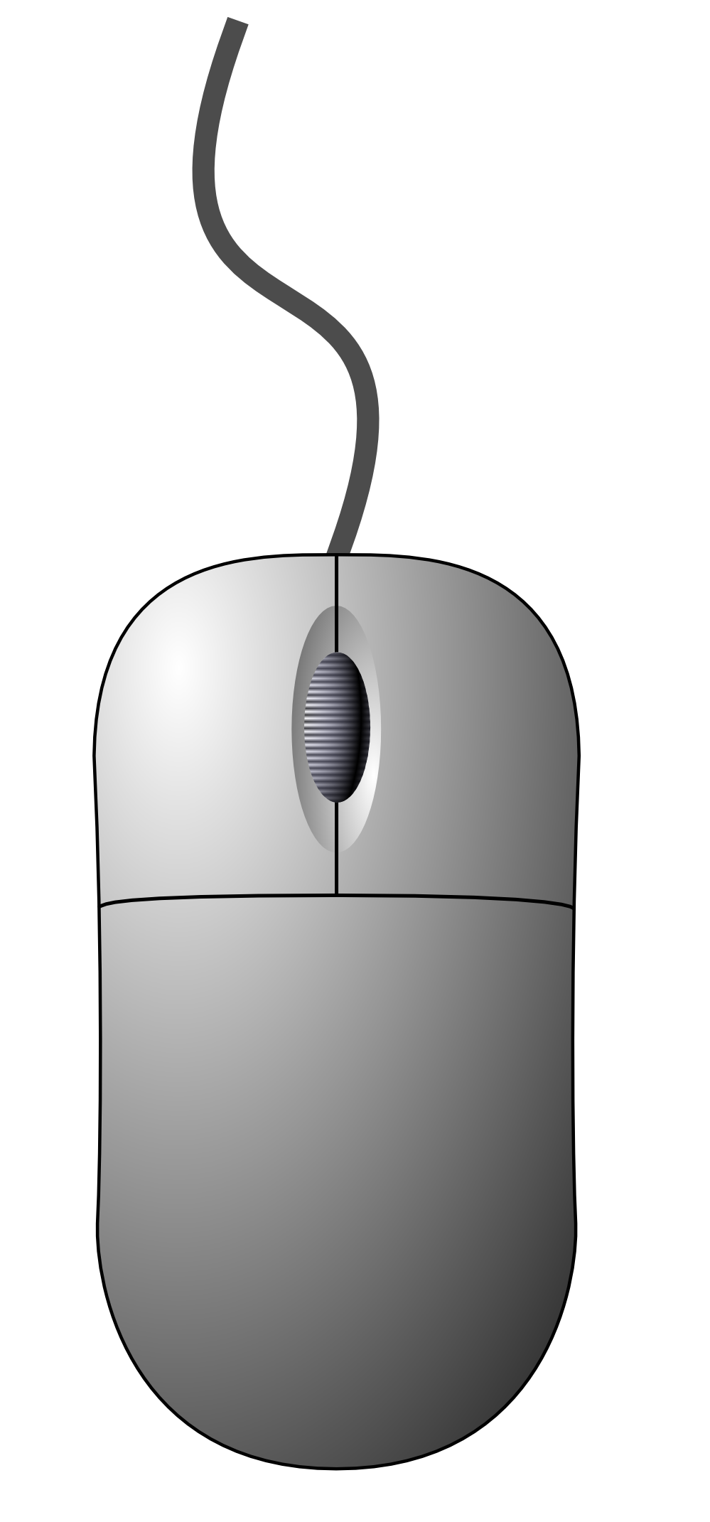 White Wired Optical Mouse With Gray Scroll Wheel Side View PNG Image