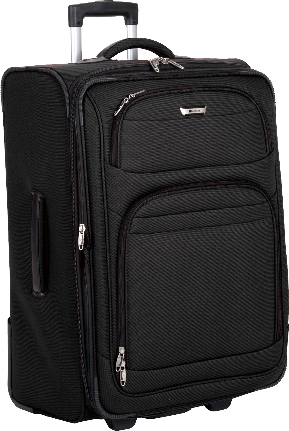 Black Fabric Travel Suitcase With Multiple Front Compartments PNG Photo