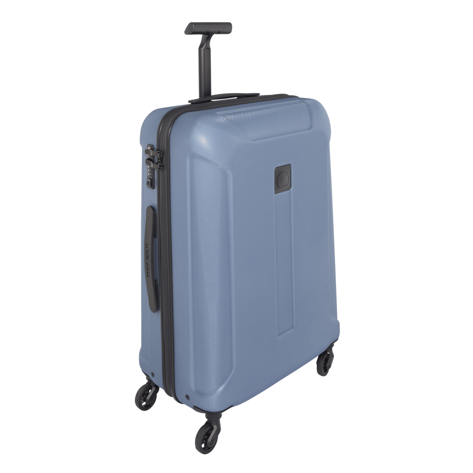 Blue Hard Shell Spinner Suitcase With Extended Handle PNG Product Photo