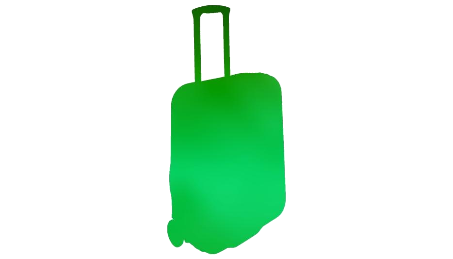 Bright Green Upright Suitcase Silhouette With Pull Handle PNG Icon