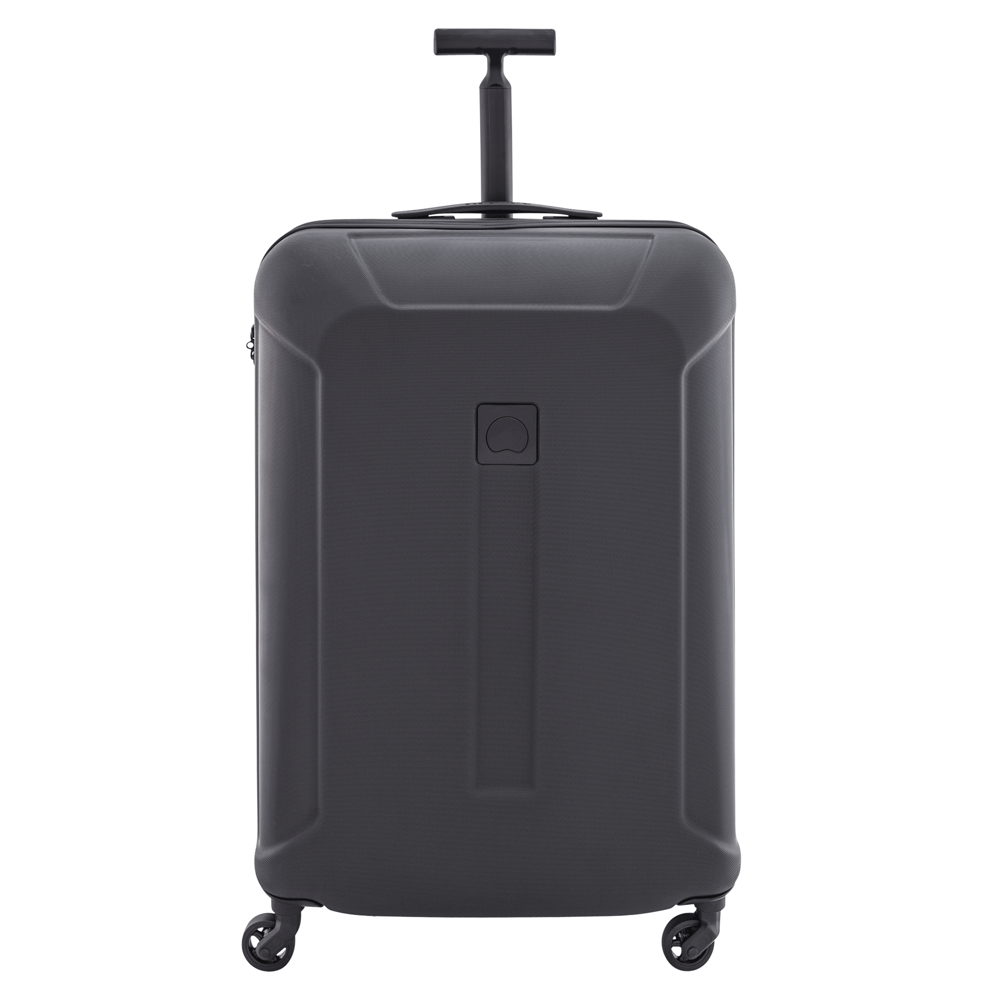 Charcoal Gray Hard Shell Luggage Front View With Recessed Handle PNG