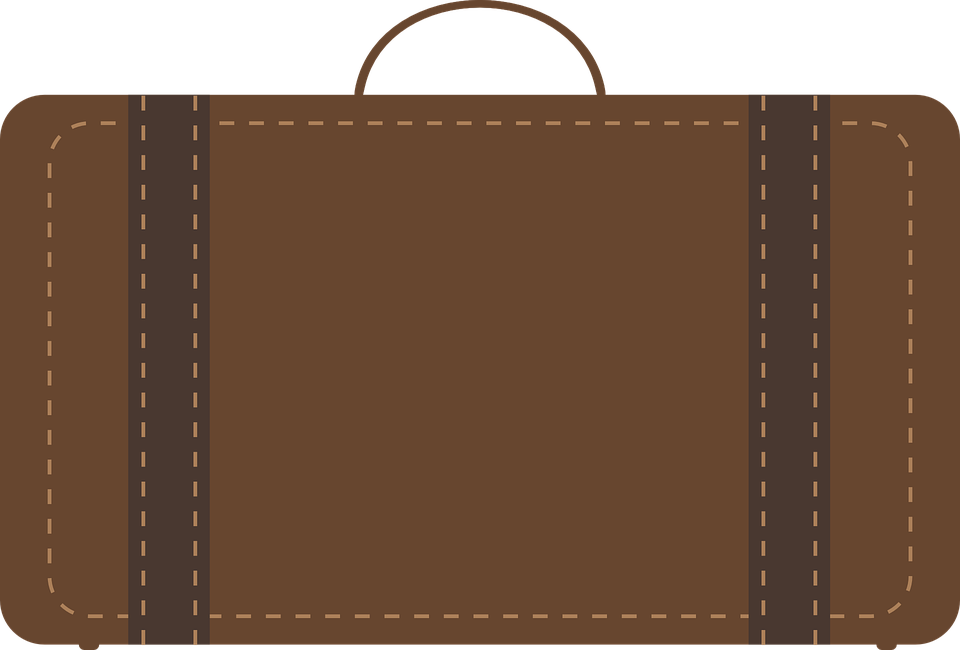 Classic Brown Briefcase With Stitched Border And Top Handle PNG Illustration