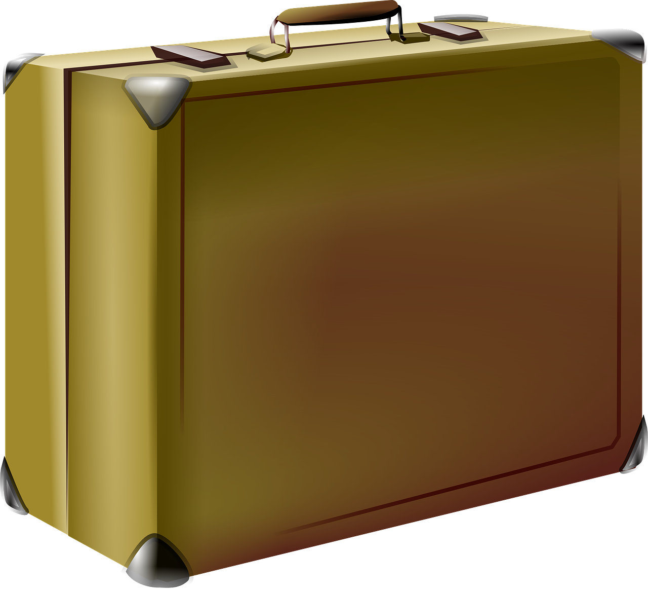 Gold Vintage Briefcase With Leather Handle And Metal Clasps PNG Product Image