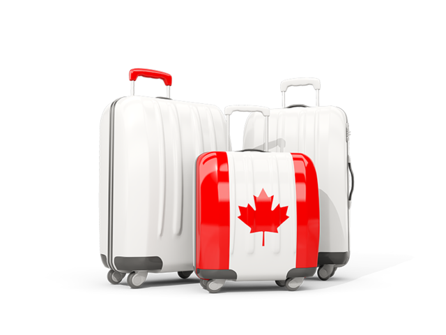 White Luggage Set With Red Canada Flag Travel Cases PNG Illustration