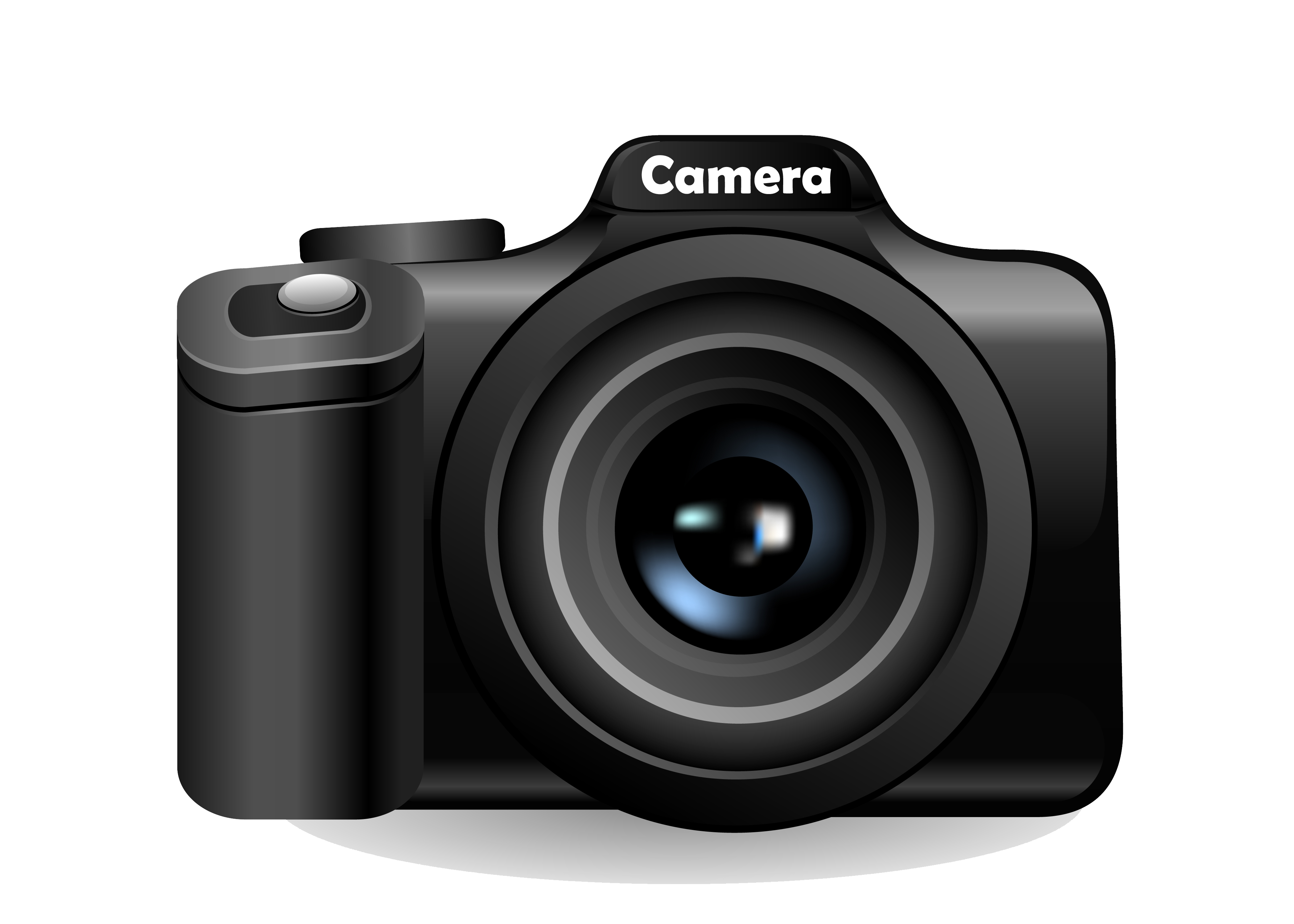 Black Compact Digital Camera With Blue Tinted Lens And Grip Isolated Camera PNG Artwork