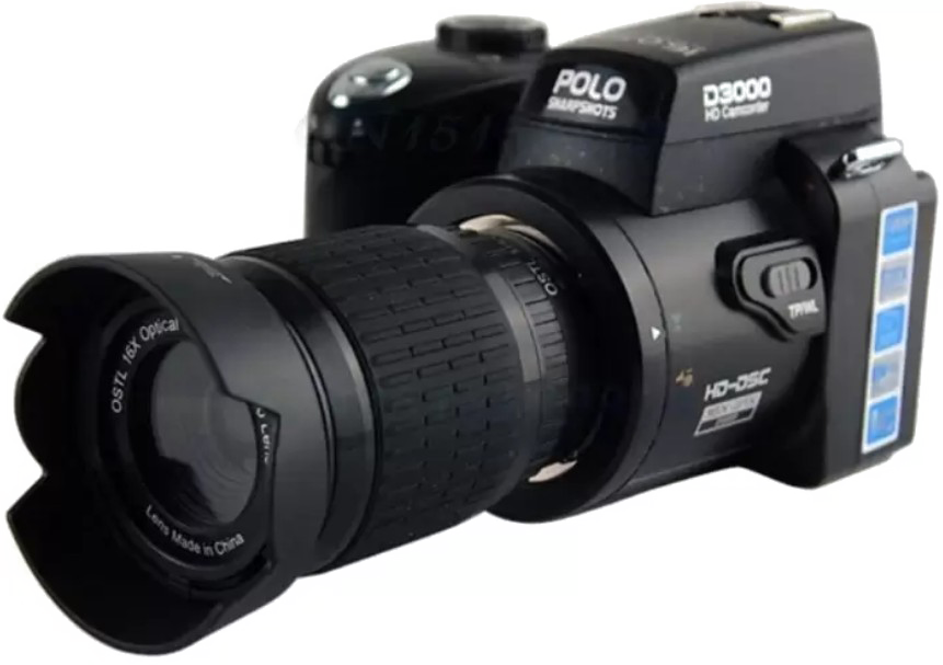 Black Professional Camera With Long Zoom Lens And Side Controls Camera Equipment PNG Image
