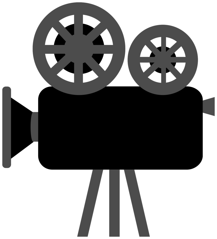 Film Movie Camera Symbol With Two Reels And Tripod Stand High Resolution Transparent PNG Image