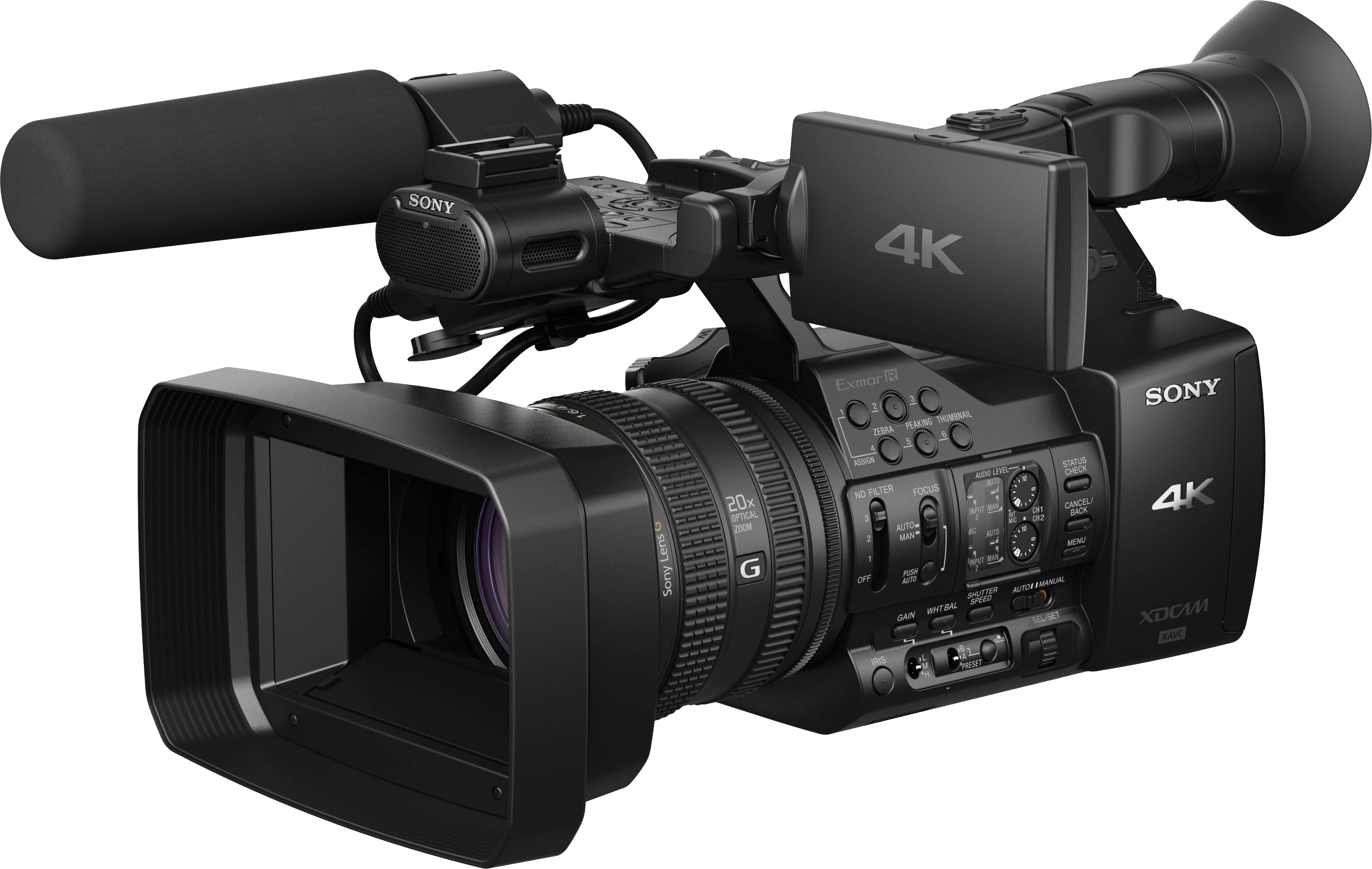 Professional Black Cinema Video Camera With Large Side Monitor High Resolution Transparent PNG Image
