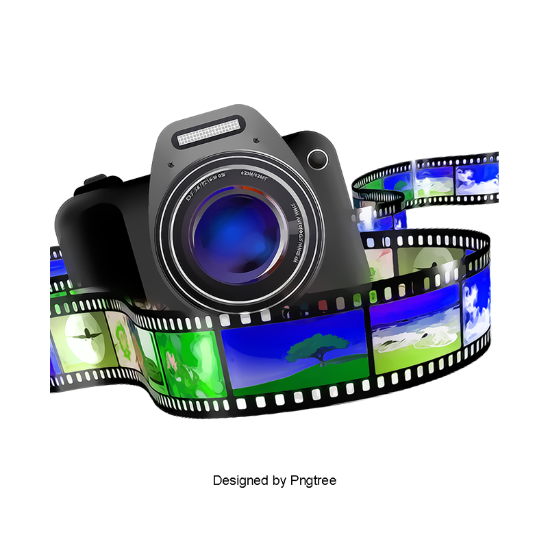 Retro Camera Illustration With Colorful Filmstrip Decoration Transparent PNG Clipart