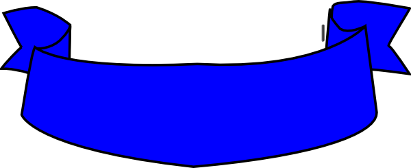 Bright Blue Hand Drawn Curved Blank Ribbon Banner With Black Outline Transparent PNG Clipart