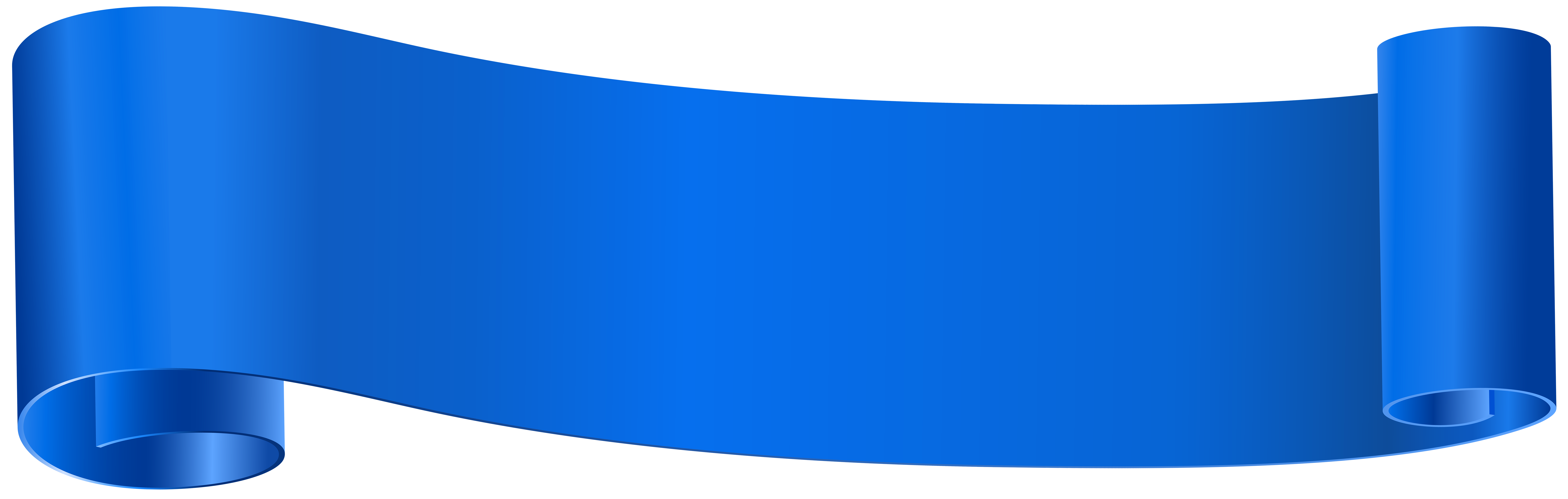 Bright Cobalt Blue Blank Banner With Rolled Cylindrical Ribbon Ends Transparent Blue Banner PNG