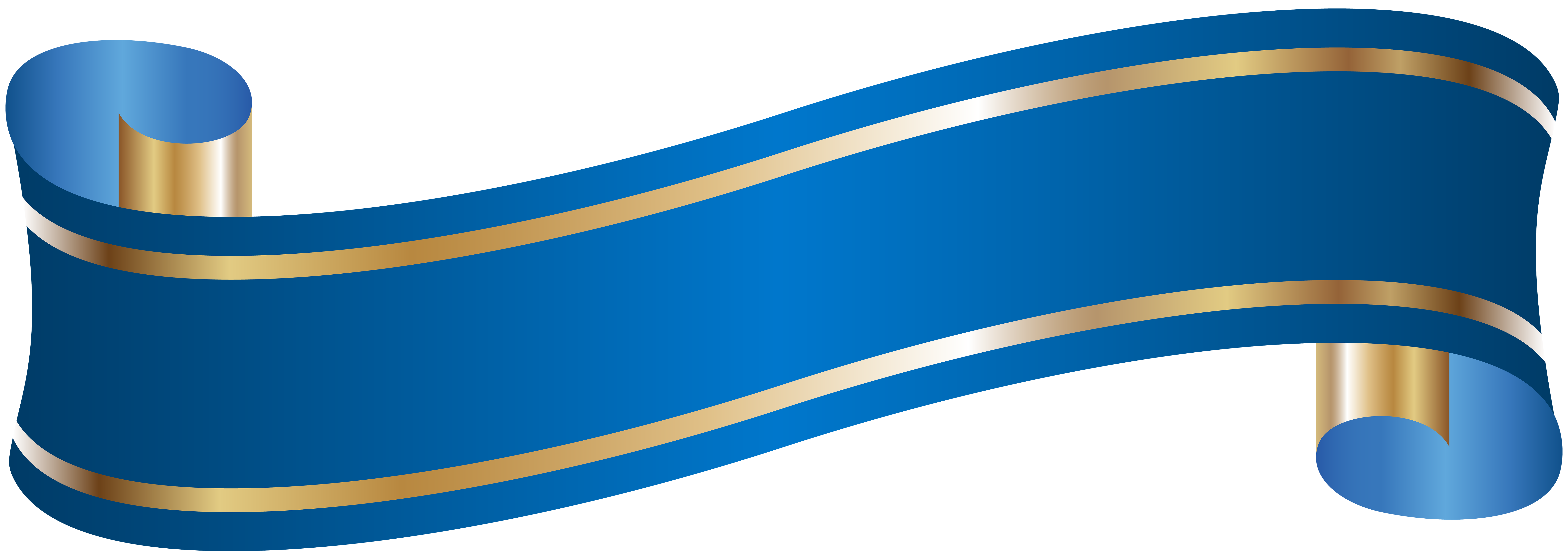 Dark Blue Wavy Satin Banner Ribbon With Thin Golden Edges Transparent Blue Banner PNG