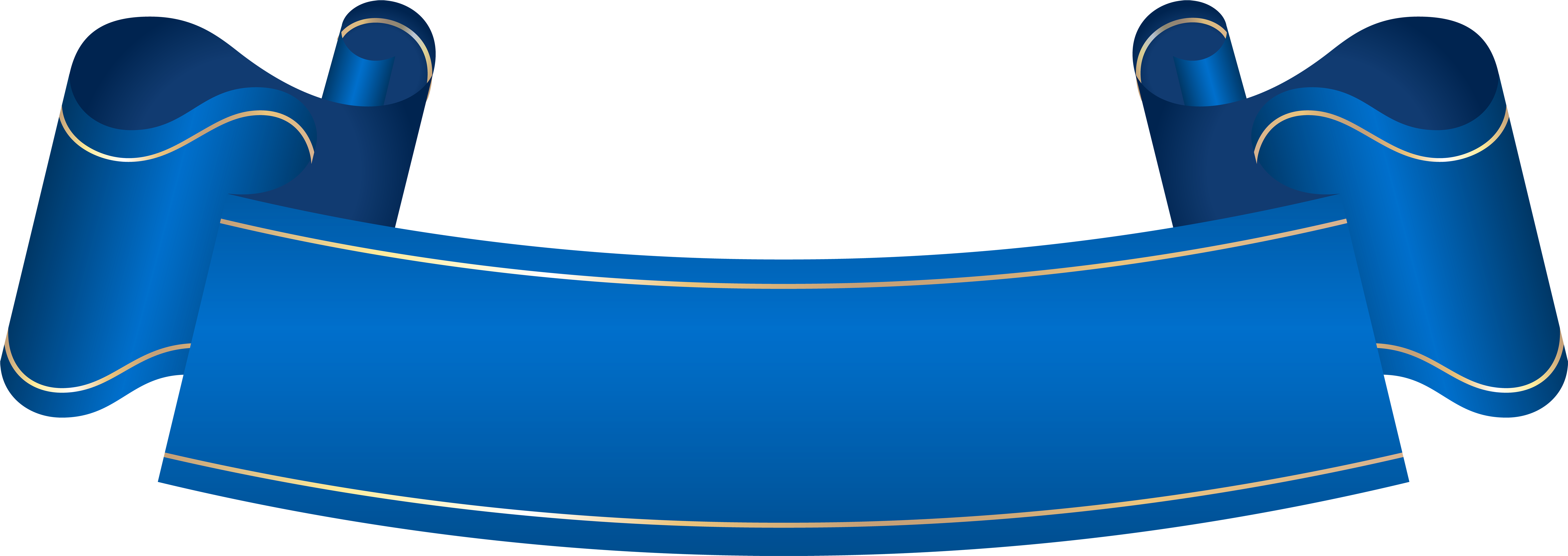 Royal Blue 3D Curved Ribbon Banner With White And Gold Trim Banner Ribbon PNG Image