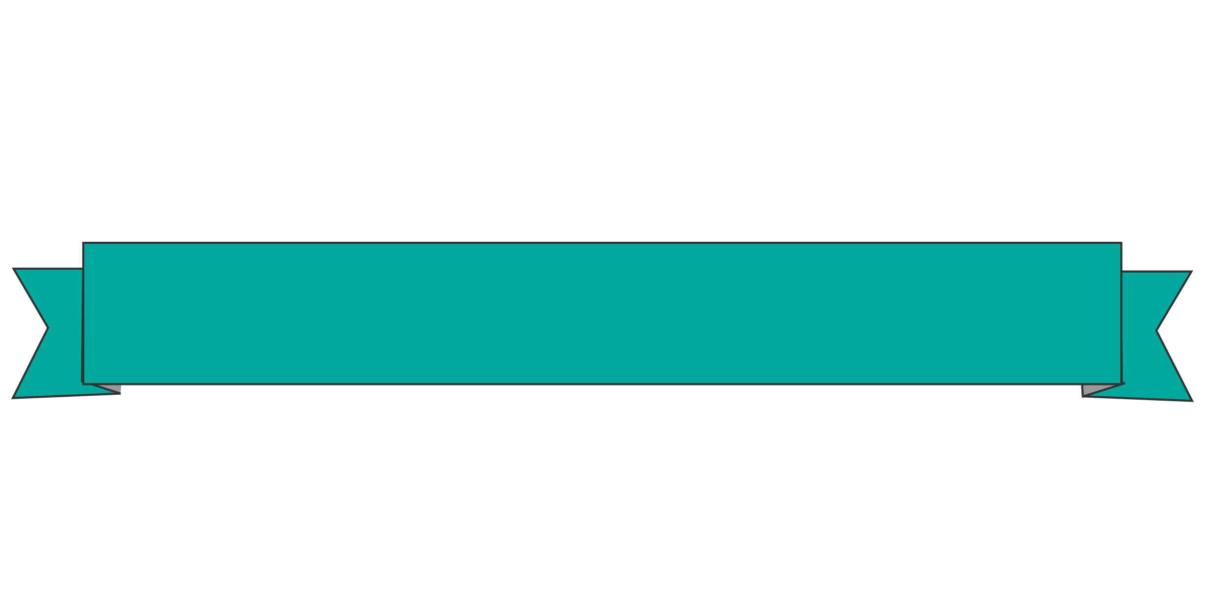 Teal Horizontal Ribbon Label Banner With Pointed Notched Tails Isolated Transparent PNG Image