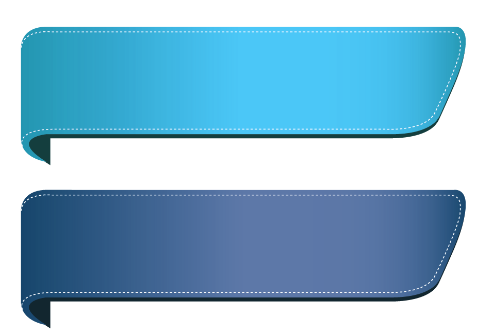 Two Blue Blank Ribbon Label Banners In Light Cyan And Navy Isolated Transparent PNG Image