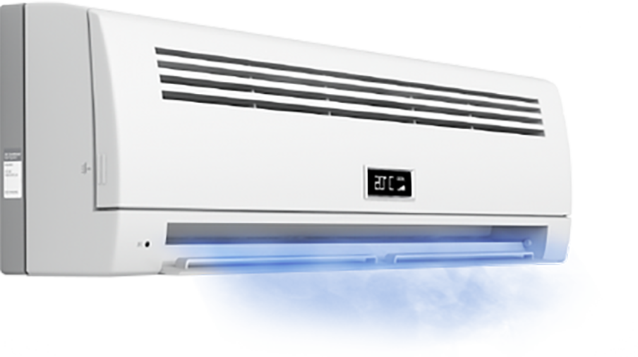 Angled Wall Mounted Air Conditioner Blowing Cool Blue Air Stream Air Conditioner Transparent PNG