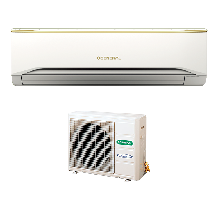 Beige Wall Mounted Air Conditioner Set With Matching Outdoor Condenser Air Conditioner PNG Illustration