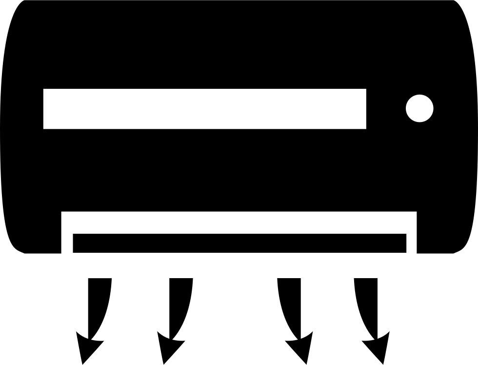 Bold Black Air Conditioner Icon With Downward Cooling Airflow Lines Air Conditioning PNG Graphic
