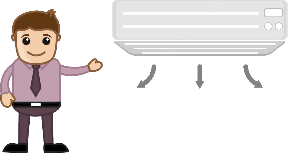 Cartoon Person Using Remote Control Beside Wall Mounted Air Conditioner Isolated Transparent PNG Image