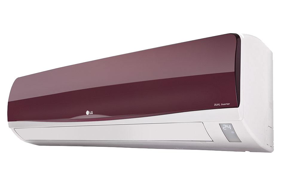 Elegant Dark Burgundy Wall Mounted Split Air Conditioner Indoor Unit Isolated AC Unit PNG Image