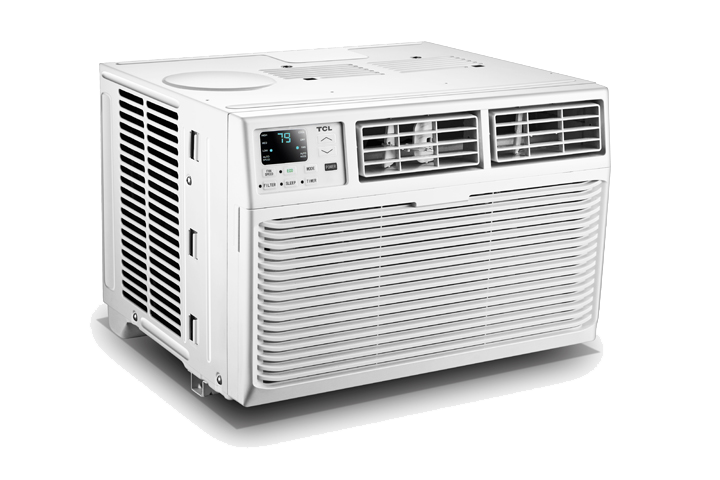 Gray Window Air Conditioner Product Photo With Angled Side Housing Air Conditioner Transparent PNG