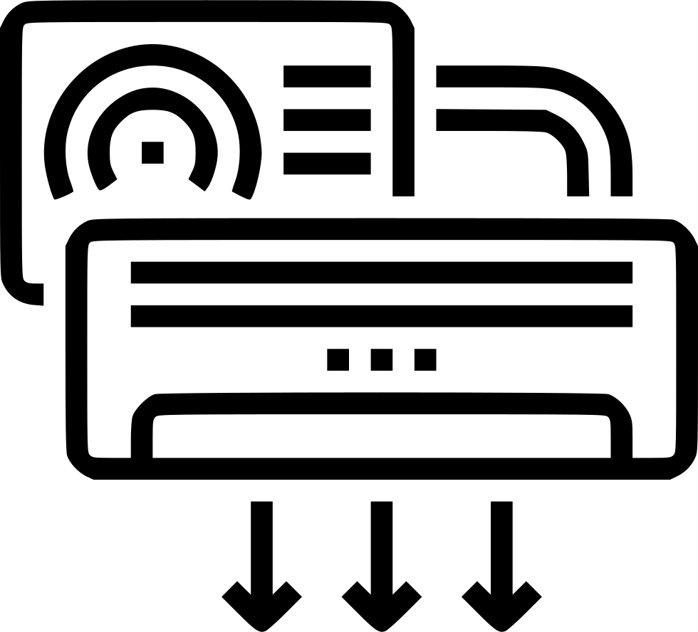 Line Art Air Conditioner Icon With Downward Airflow Arrows High Resolution Transparent PNG Image